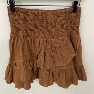 Madison Mathews Mini Corduroy Ruffle Skirt Size XS Coastal Cowgirl Smocked. B